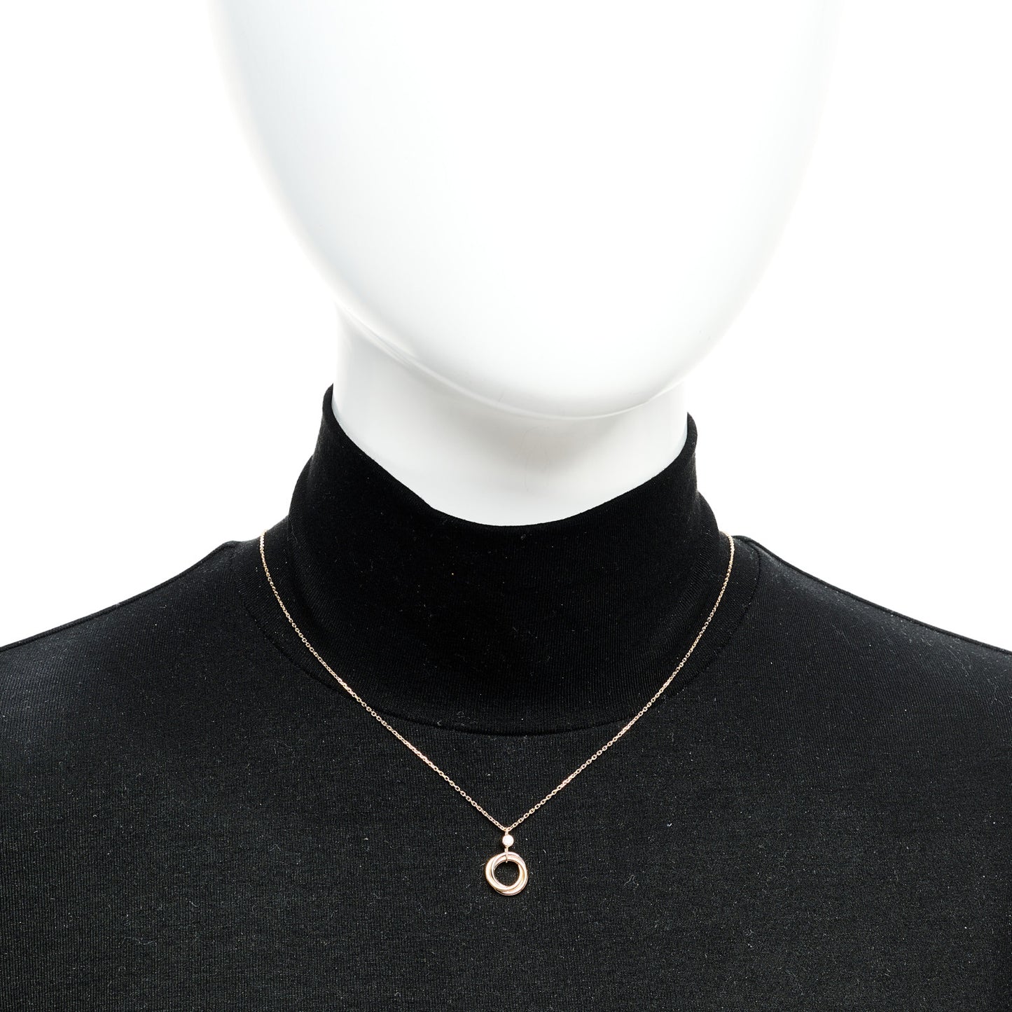 18K Pink Yellow White Gold Diamond Trinity Pendant Necklace