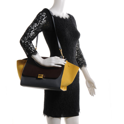 Celine Calfskin and Suede Small Tri-Color Trapeze Yellow 2 of 9