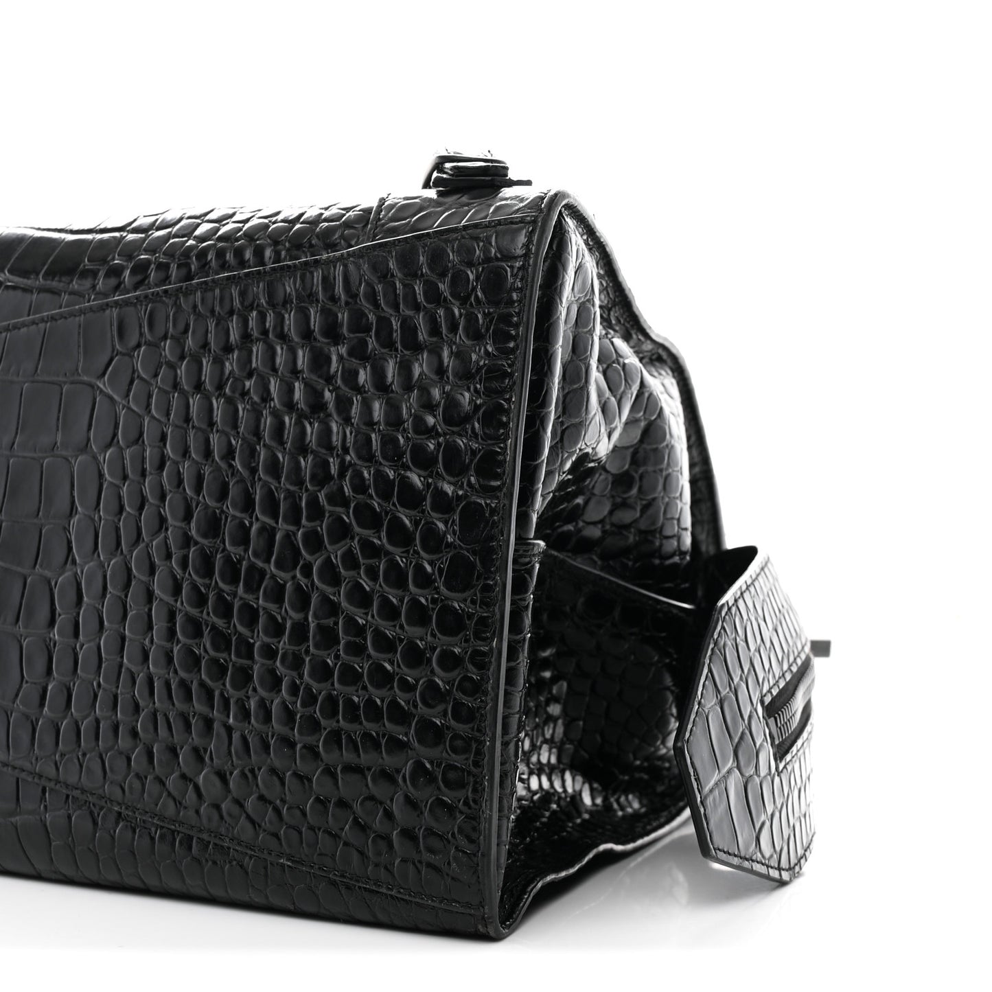Calfskin Crocodile Embossed Neo Classic Black Hardware Medium City Black