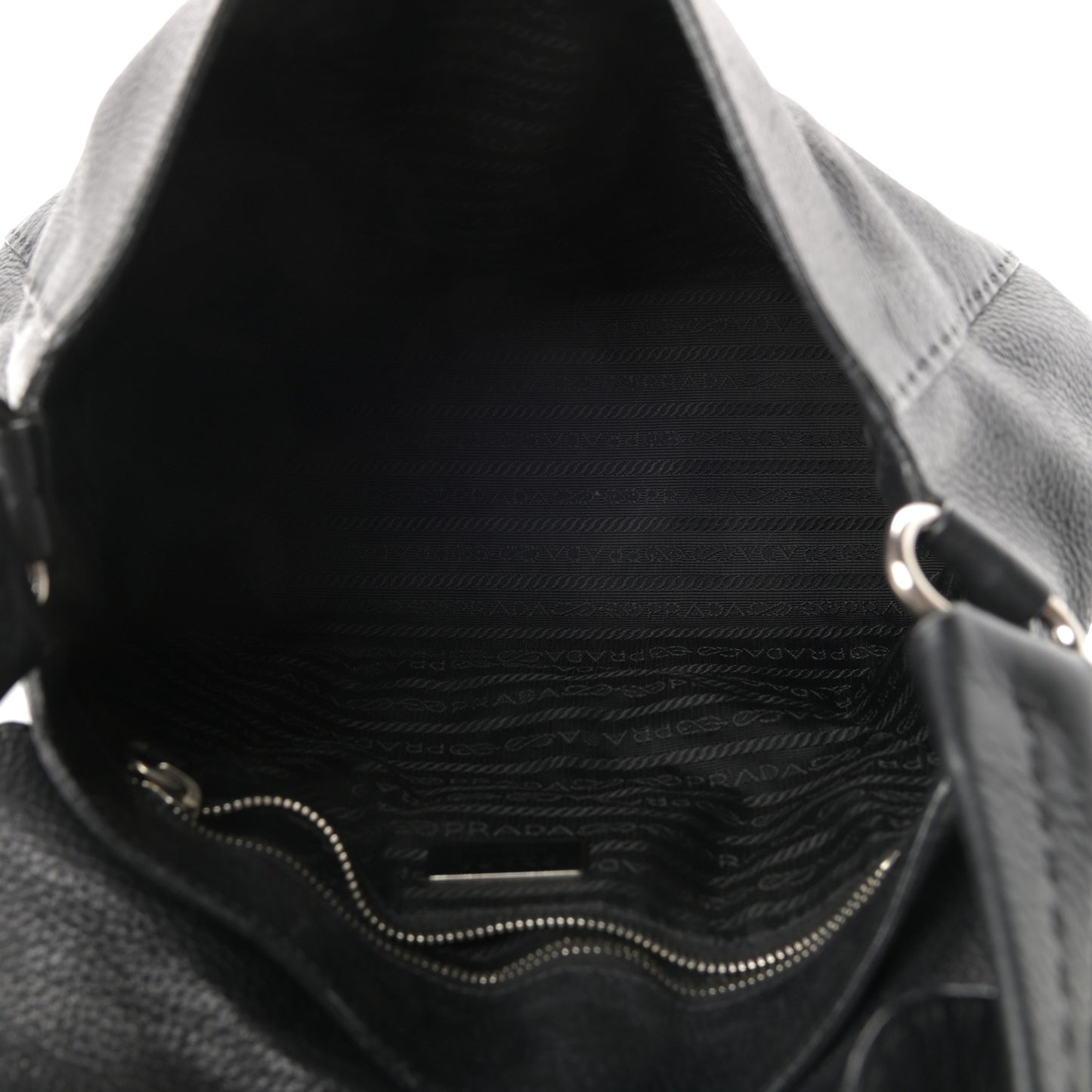 Vitello Daino Shoulder Flap Bag Black