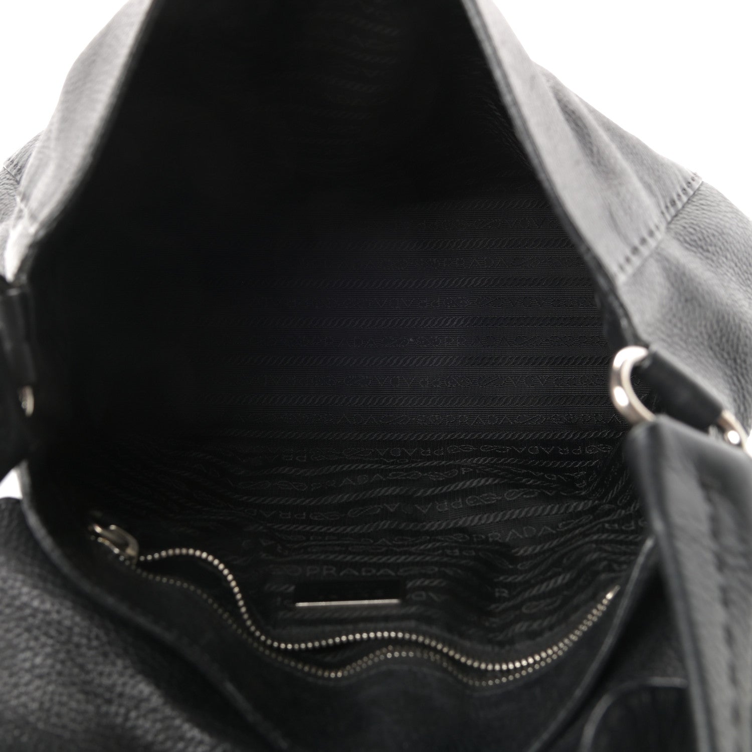 Prada Vitello Daino Shoulder Flap Bag Black 5 of 15