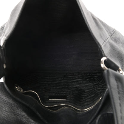 Prada Vitello Daino Shoulder Flap Bag Black 5 of 15