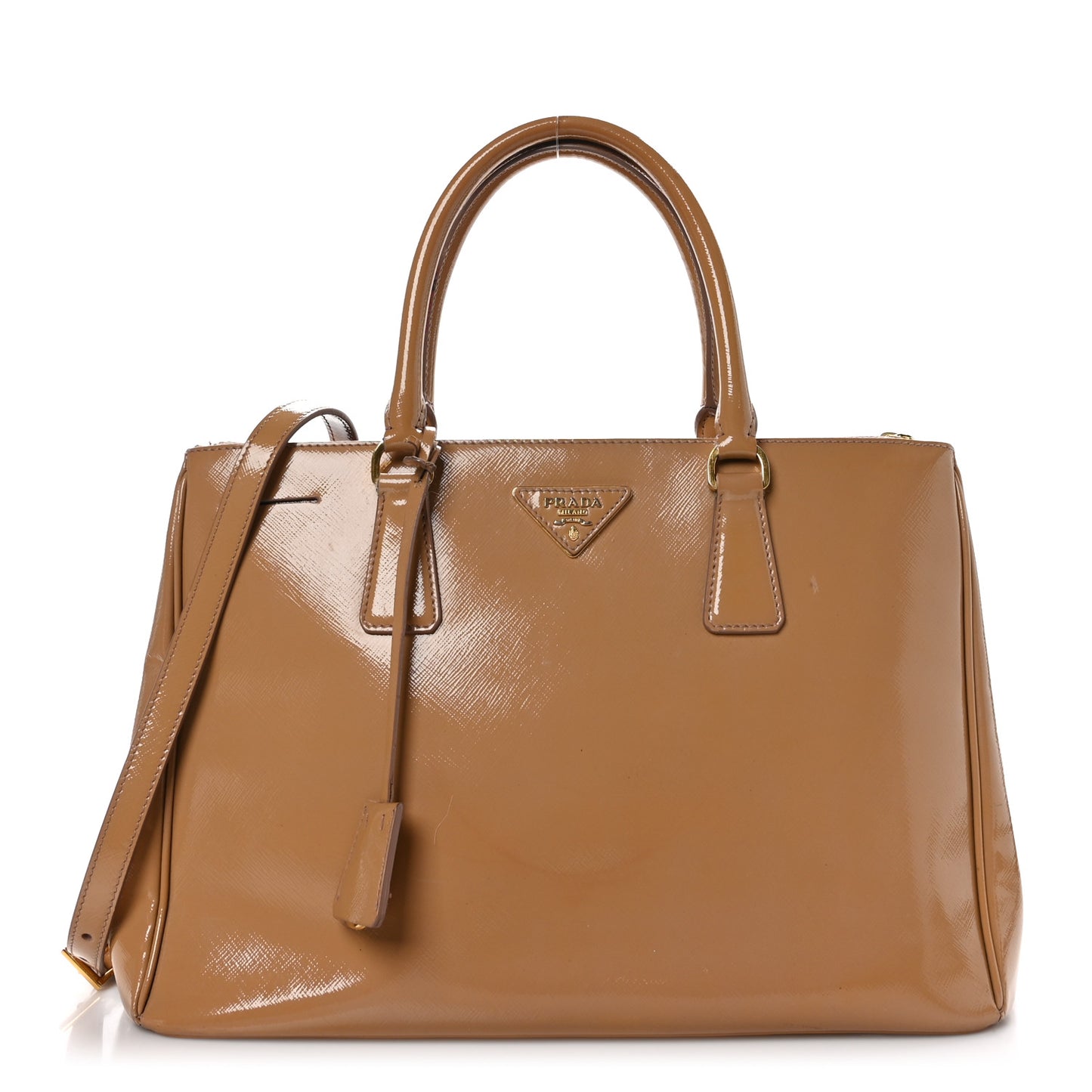 Saffiano Vernice Galleria Medium Double Zip Tote Cammeo