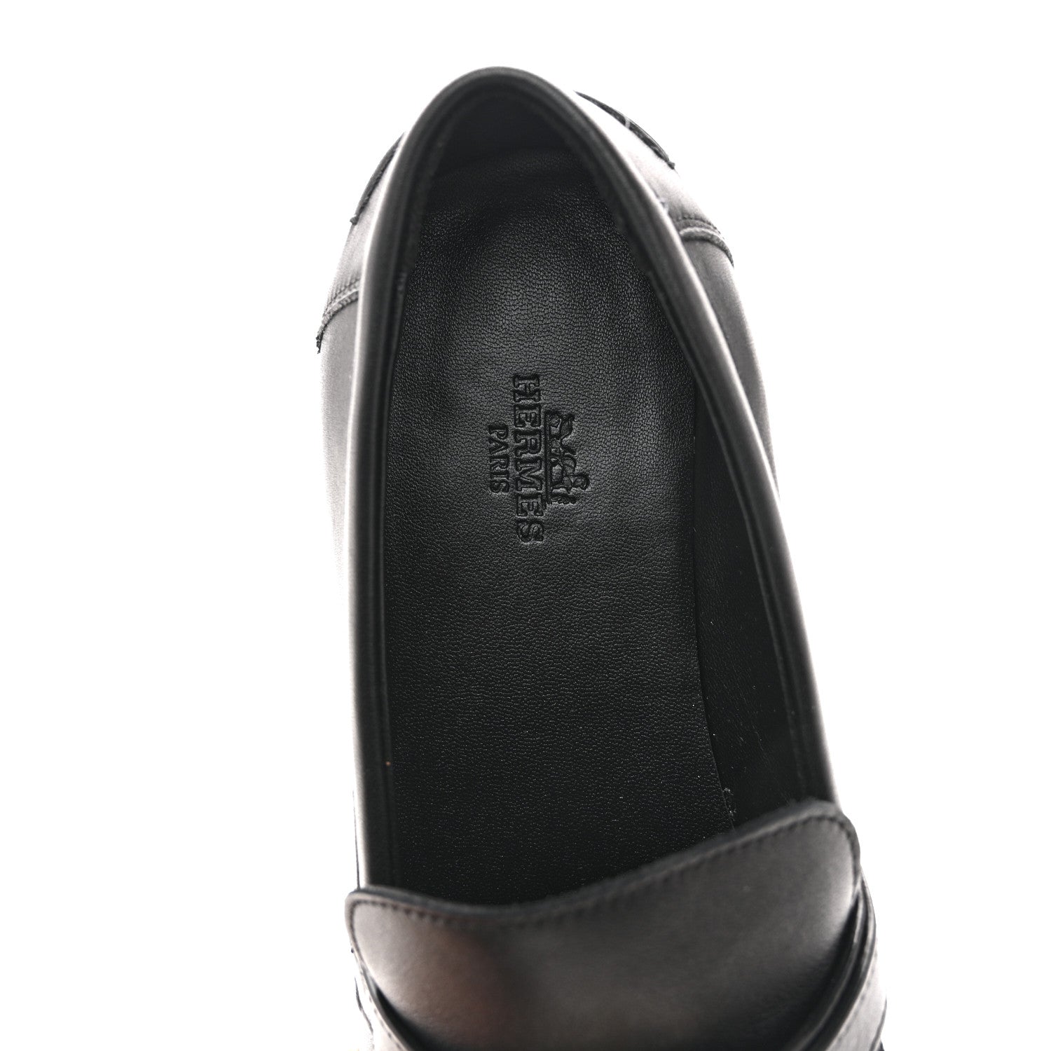 Hermes Calfskin Womens Destin Loafers 38.5 Black 7 of 10