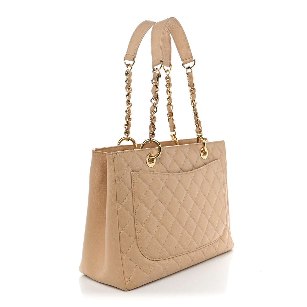 Caviar Quilted Grand Shopping Tote GST Beige