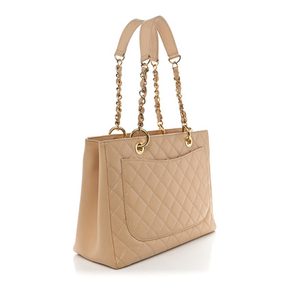 Chanel Caviar Quilted Grand Shopping Tote GST Beige 3 of 13