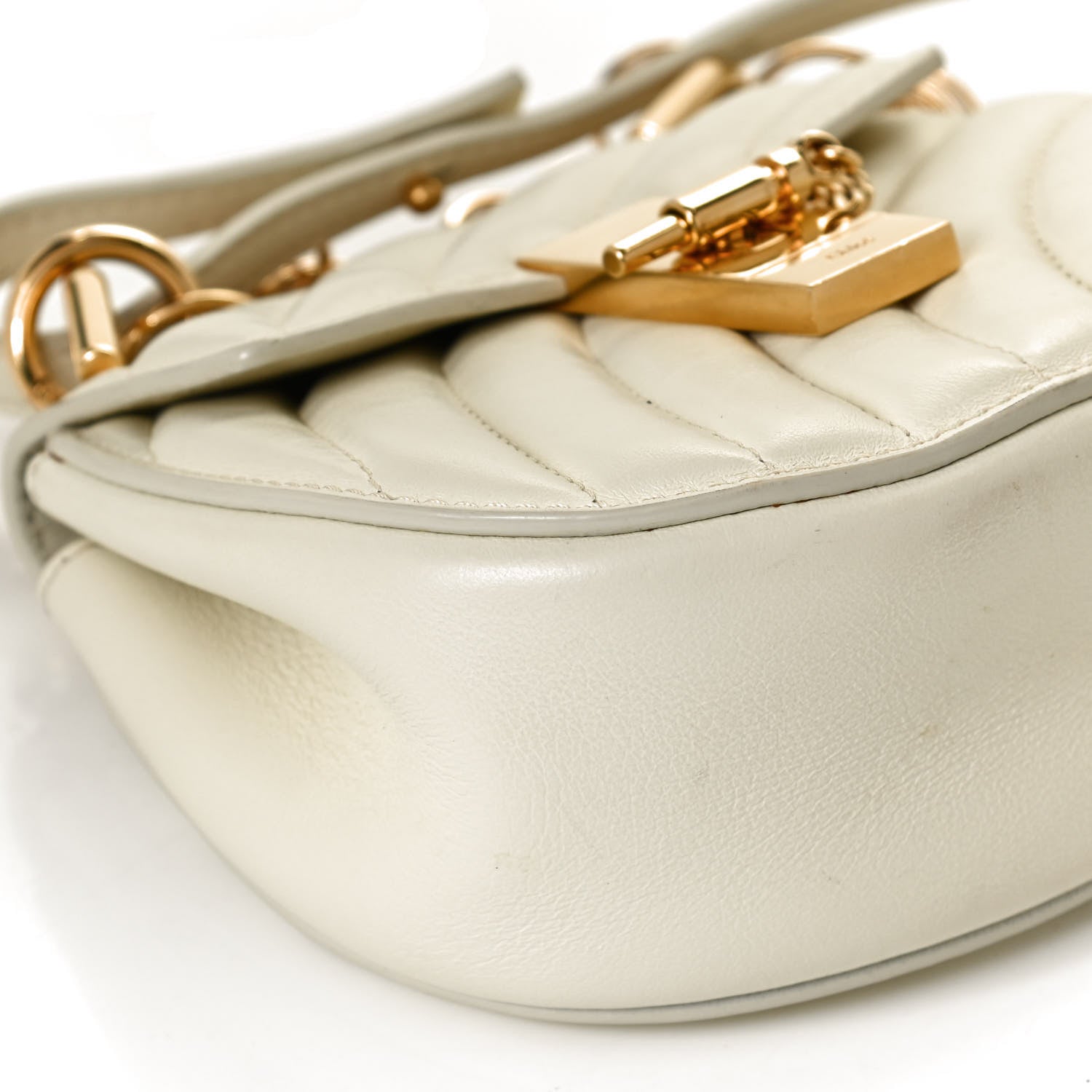 Chloe Calfskin Quilted Nano Drew Bijou Shoulder Bag Natural White 9 of 10
