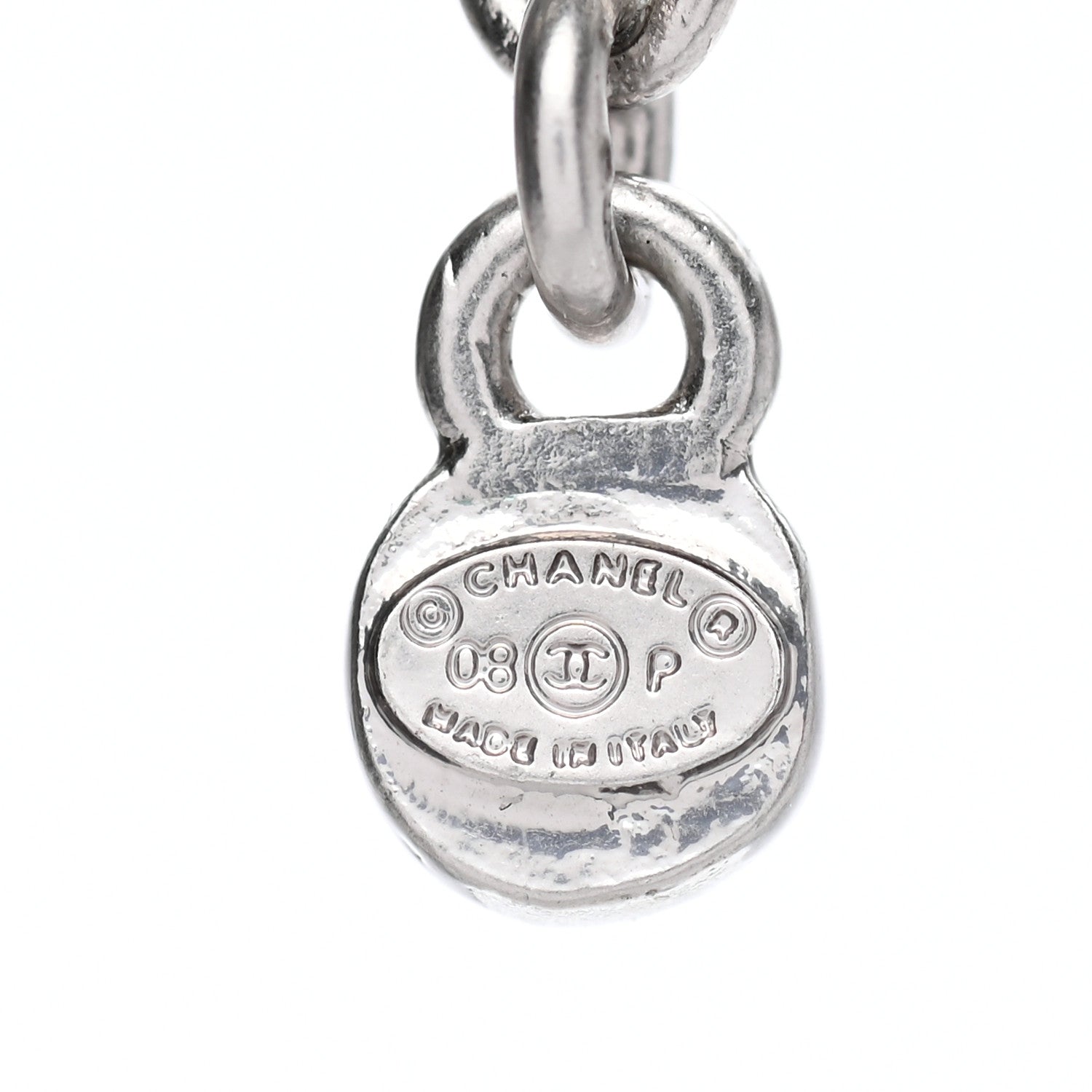 Chanel Crystal Baguette Pearl Bow Necklace Silver 7 of 8