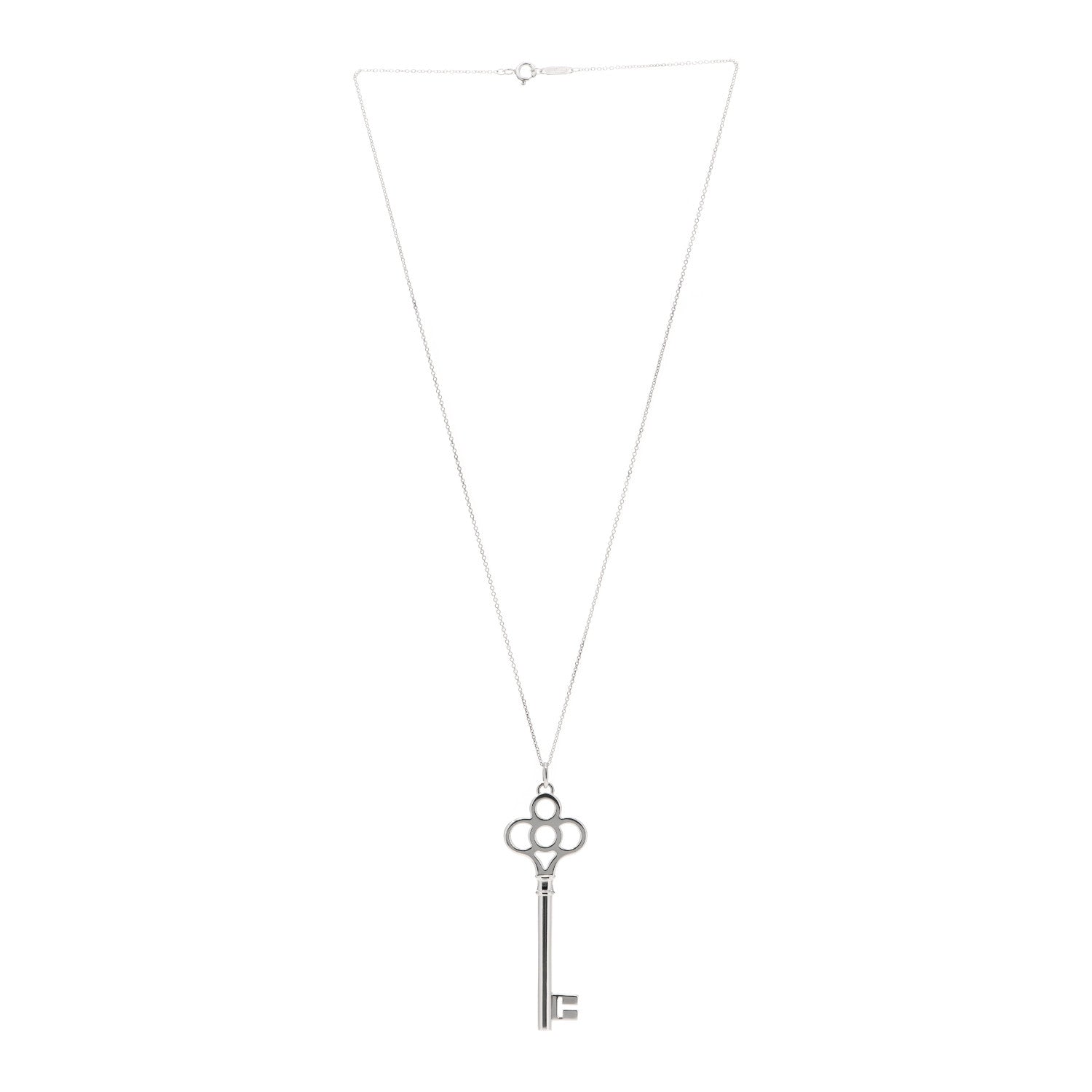 Tiffany Sterling Silver Large Crown Key Pendant Necklace 3 of 7