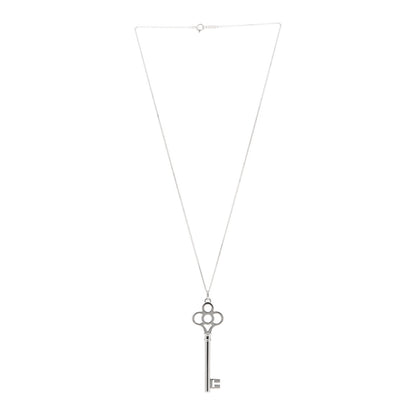 Tiffany Sterling Silver Large Crown Key Pendant Necklace 3 of 7