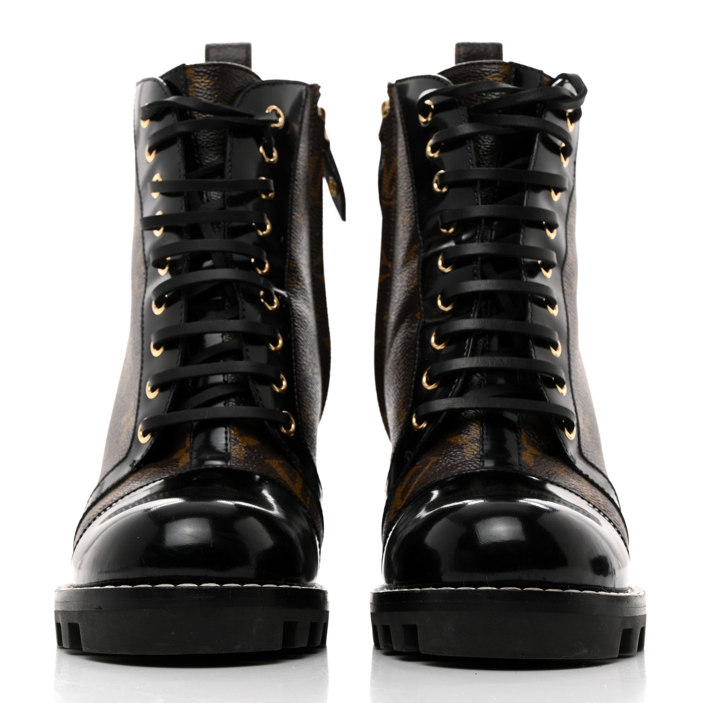 Patent Calfskin Monogram Star Trail Ankle Boots 40 Black