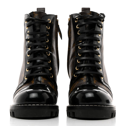 Louis Vuitton Patent Calfskin Monogram Star Trail Ankle Boots 40 Black 2 of 10