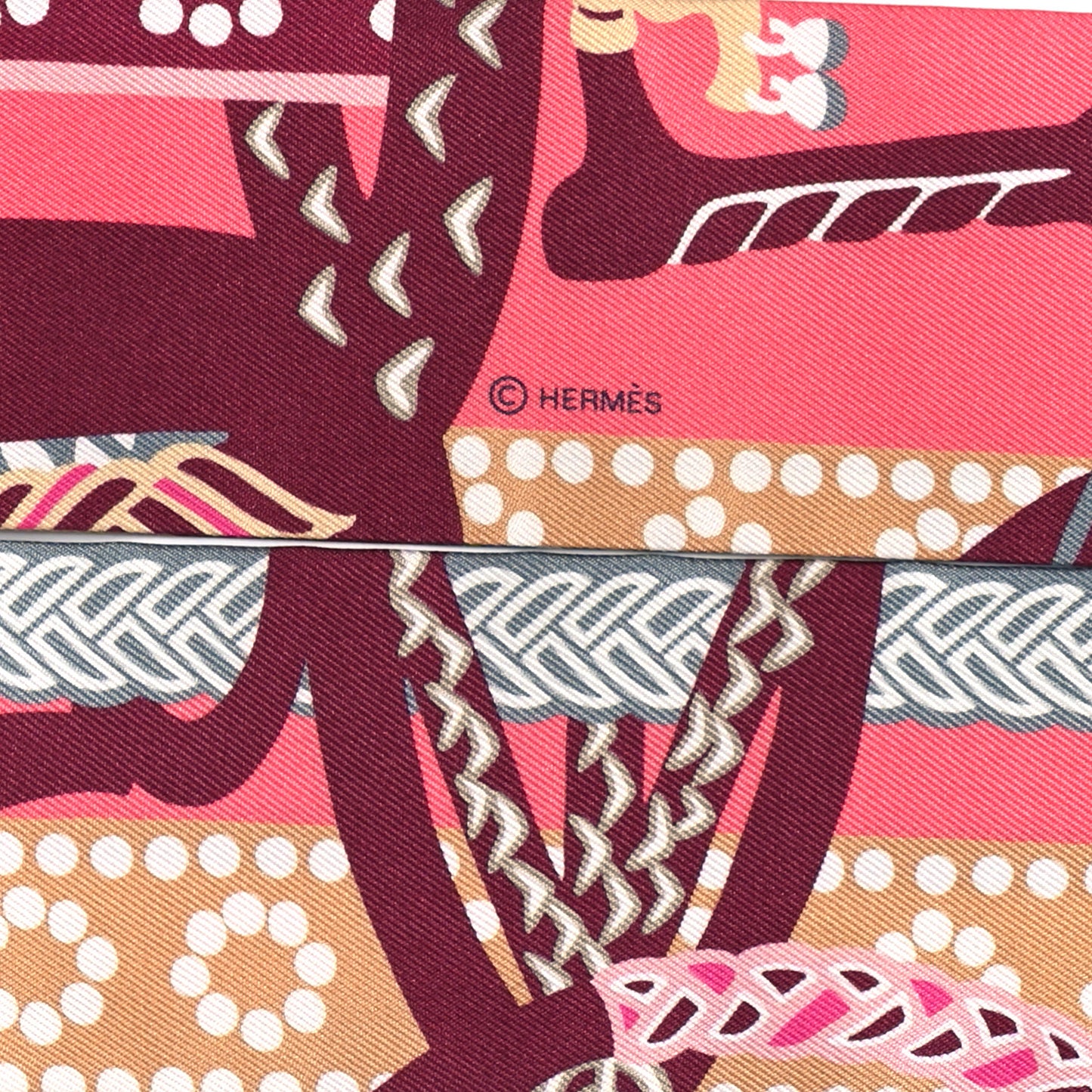 Silk Fantaisie D'Etriers Twilly Rose Vif Prune Beige