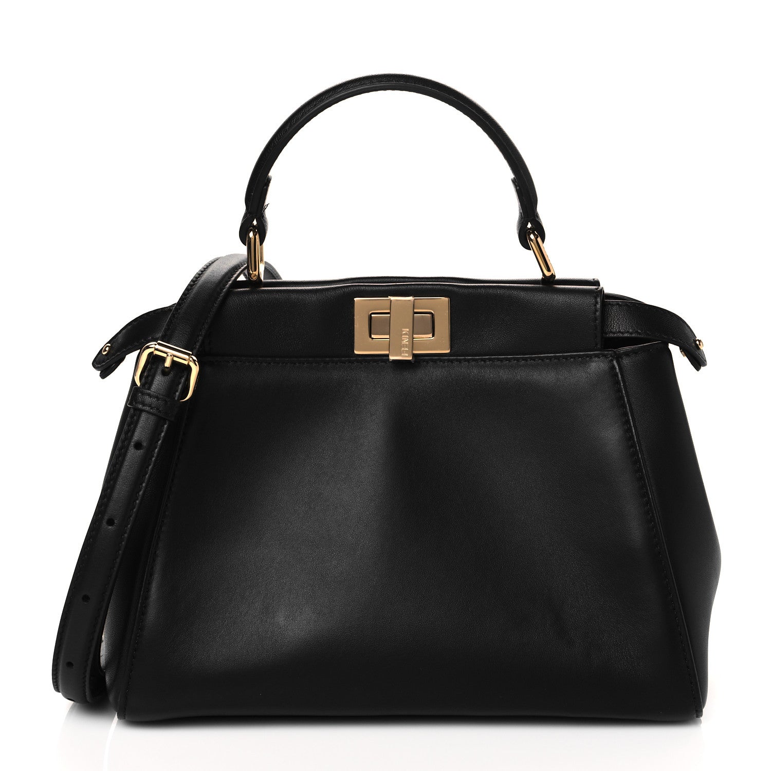 Fendi Nappa Stacked Bar Mini Peekaboo Iconic Satchel Black 1 of 9