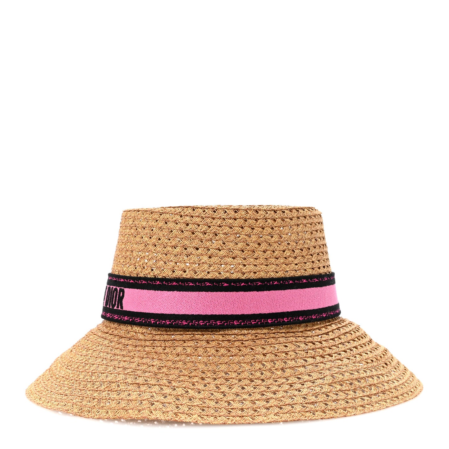 Straw Embroidered D-Bobby Large Brim Hat 58 Fuchsia