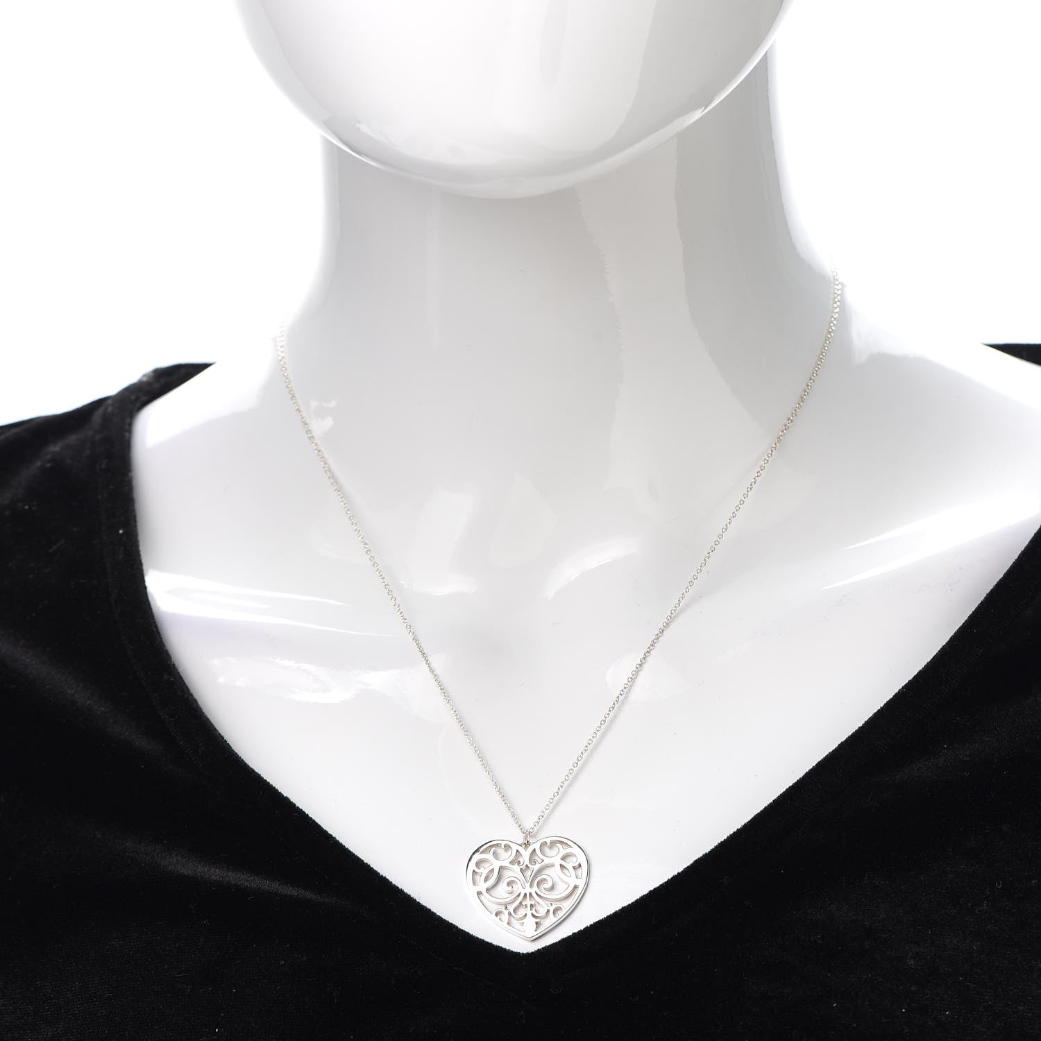 Tiffany Sterling Silver Enchant Heart Pendant Necklace 2 of 6
