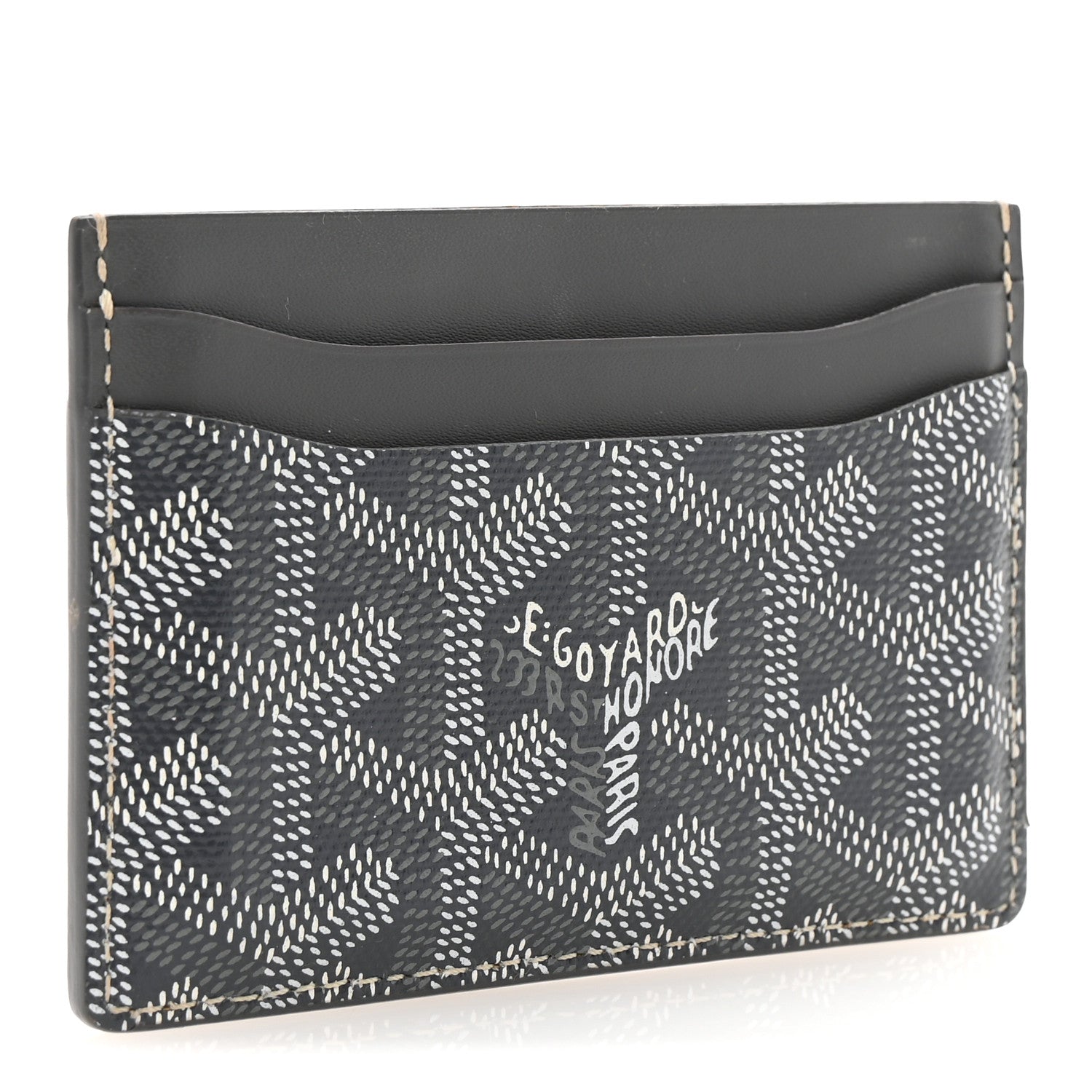 Goyard ケース ブラック/グレー Goyard Goyardine Saint Sulpice Card Holder Grey 1747848 – FASHIONPHILE