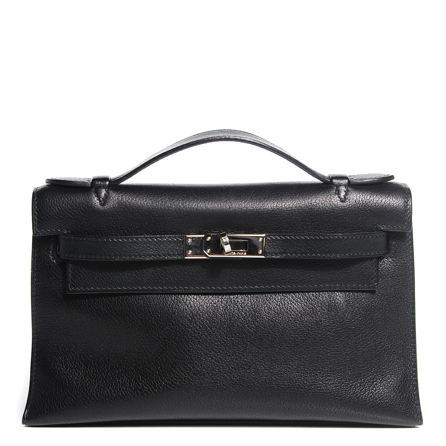Hermes Chevre Mysore Kelly Pochette Clutch Black 1 of 21