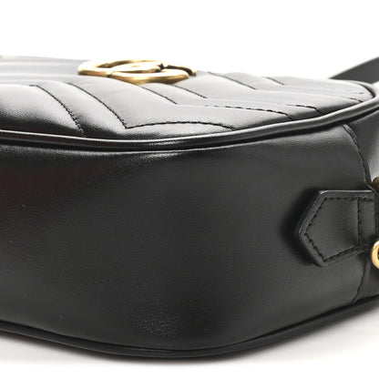 Gucci Calfskin Matelasse Mini GG Marmont Chain Shoulder Bag Black 10 of 11