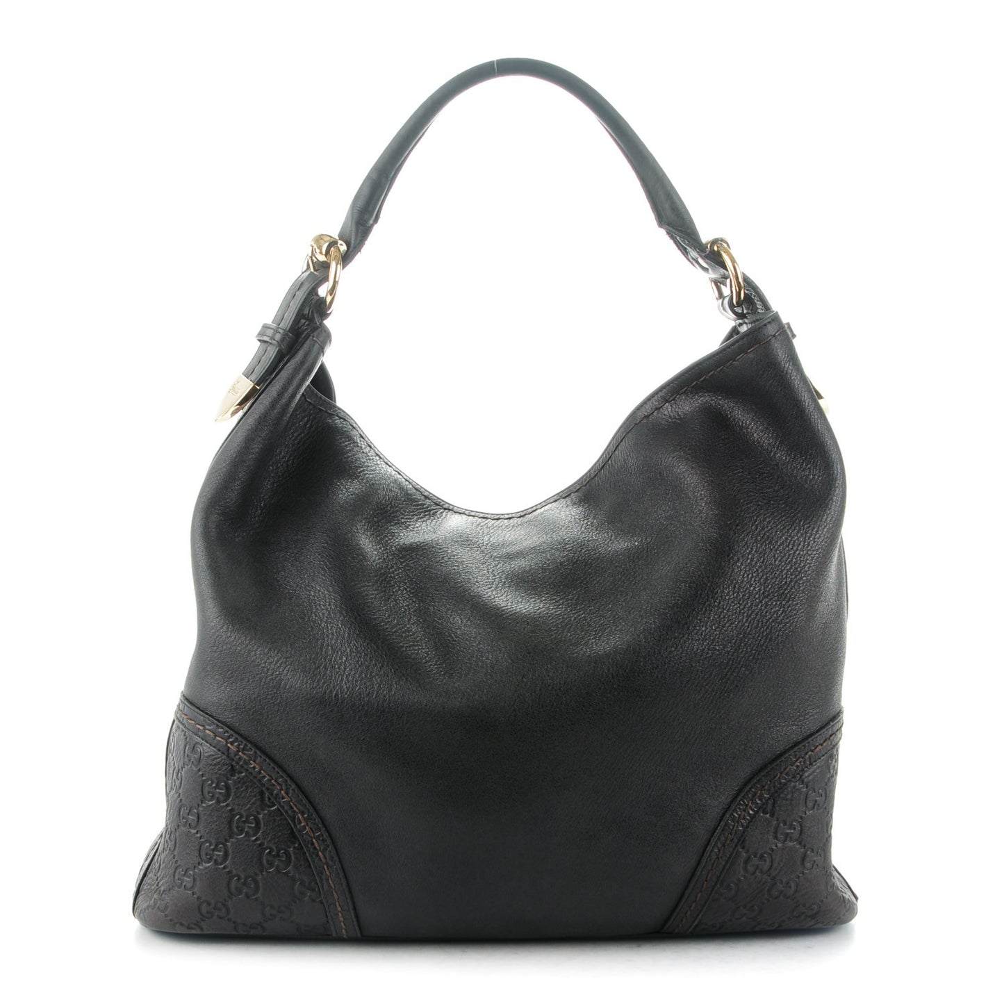 Calfskin Guccissima Trim Large Signoria Hobo Black