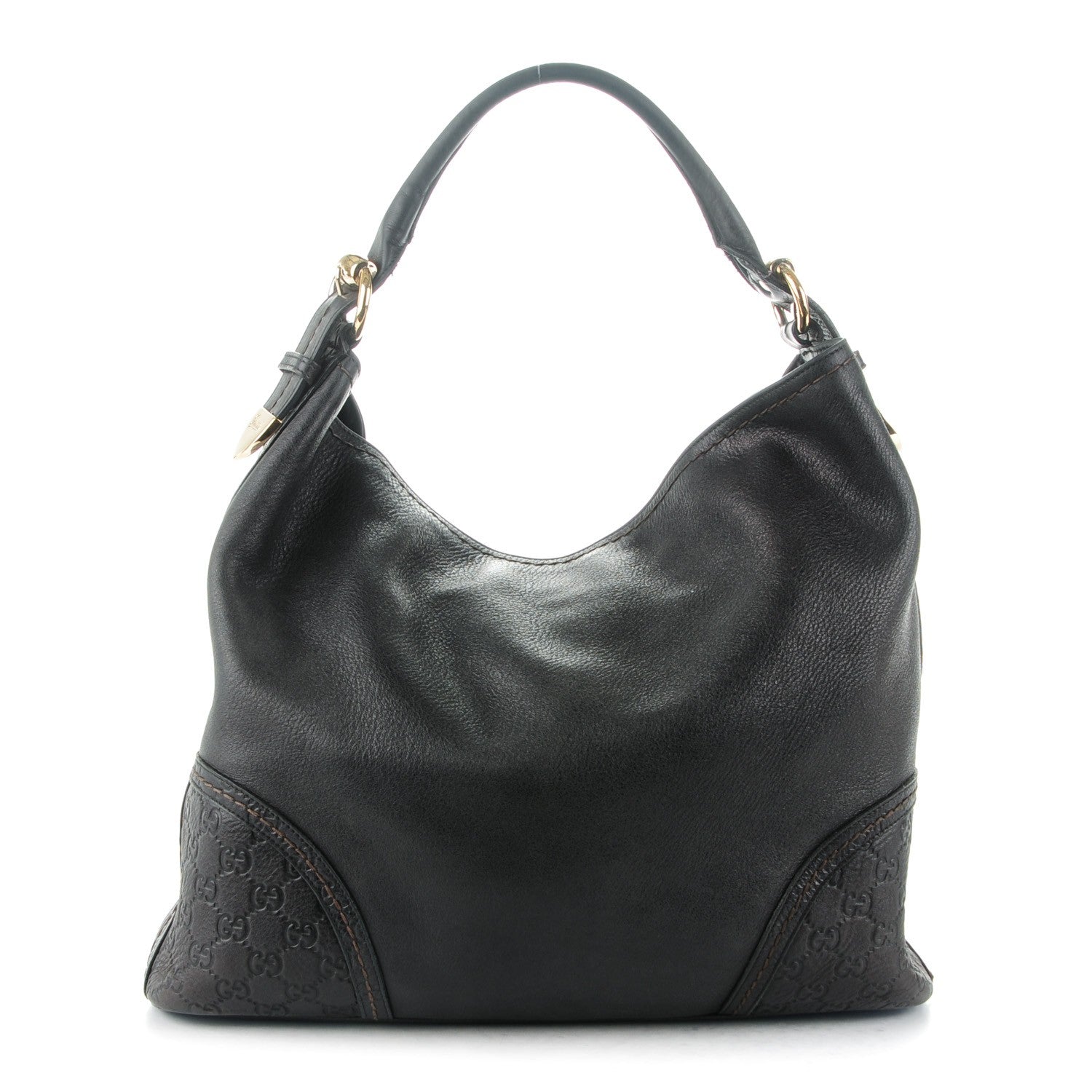 Gucci Calfskin Guccissima Trim Large Signoria Hobo Black 1 of 7