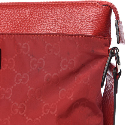 Gucci Nylon Monogram Dollar Calfskin Flat Messenger Bag Vibrant Red 11 of 11