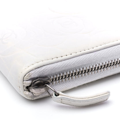 Chanel Lambskin Camellia Embossed Zip Around Organizer Wallet Off White 7 of 7
