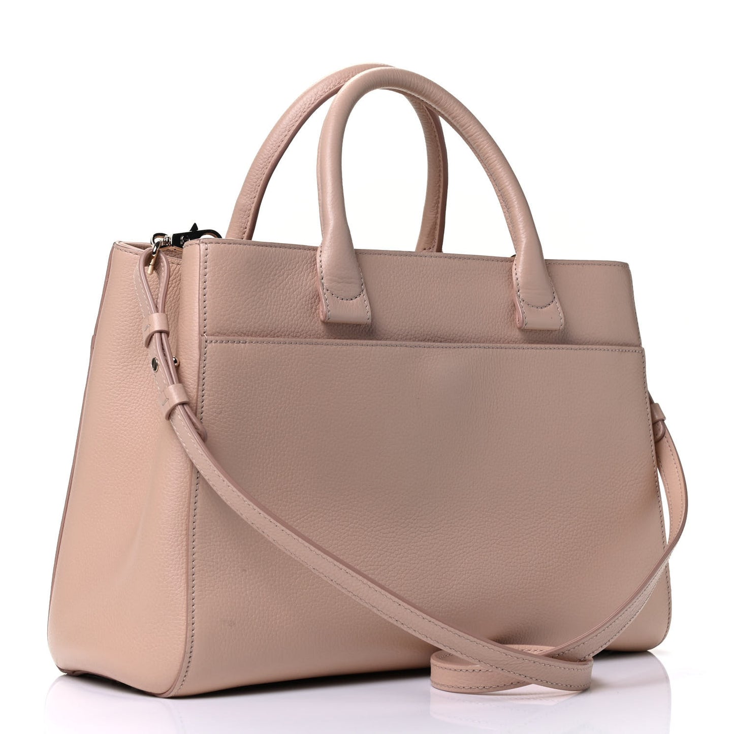 Grained Calfskin Small Neo Executive Shopper Tote Beige