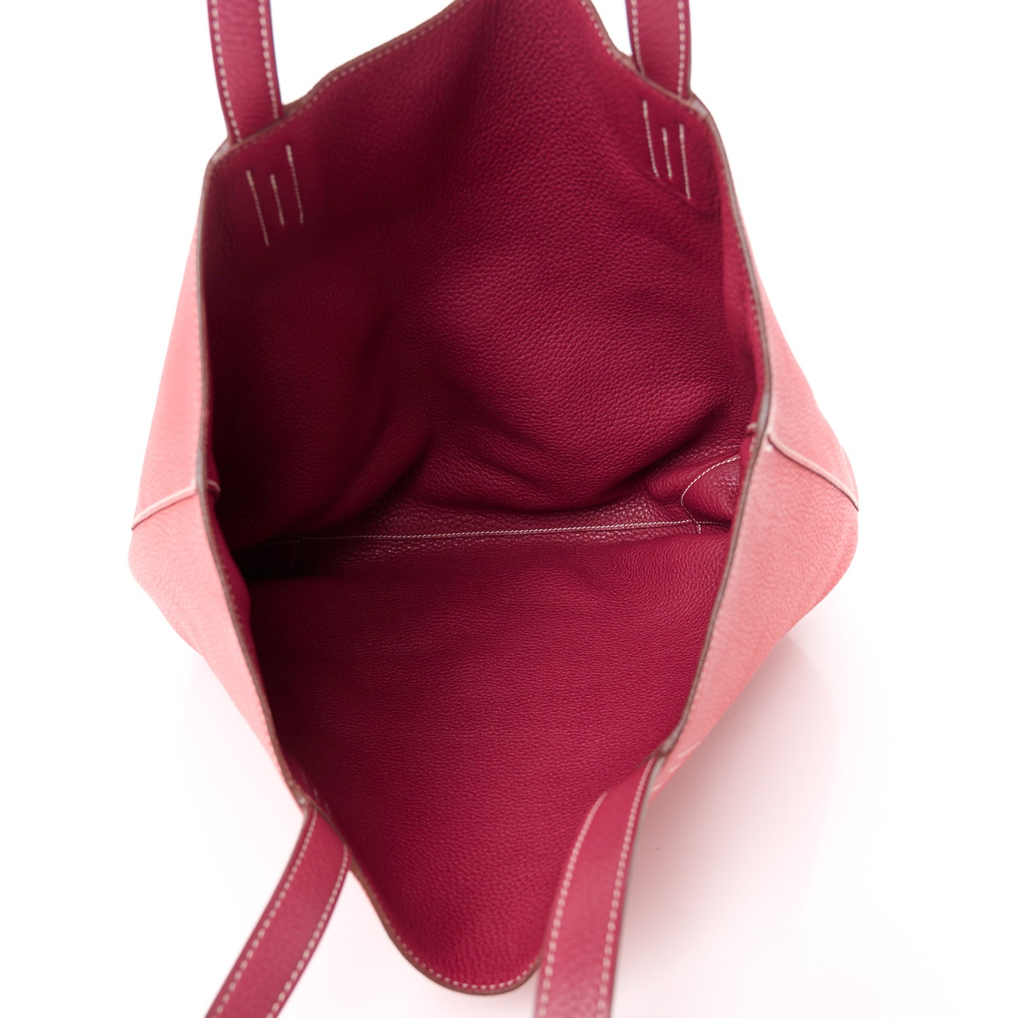 Taurillon Clemence Double Sens 36 Reversible Tote Rubis Bougainvillea