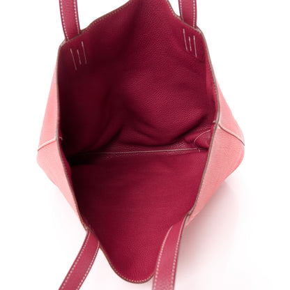 Hermes Taurillon Clemence Double Sens 36 Reversible Tote Rubis Bougainvillea 8 of 15