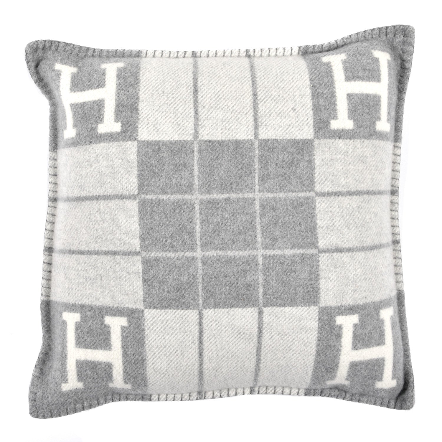 Hermes Wool Cashmere Avalon III Pillow PM Ecru Gris Clair 1 of 3