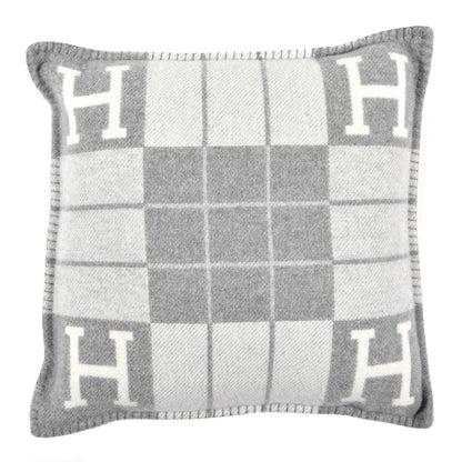 Hermes Wool Cashmere Avalon III Pillow PM Ecru Gris Clair 1 of 3
