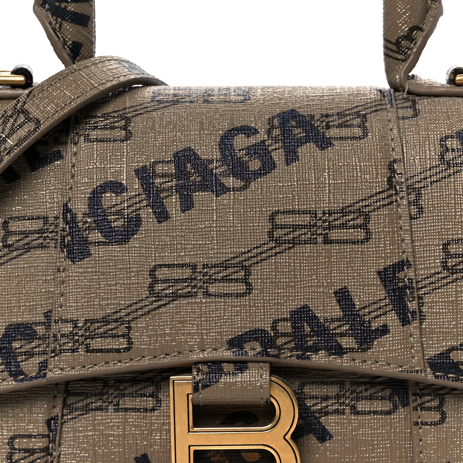 Balenciaga Coated Canvas BB Monogram Logo Print XS Hourglass Top Handle Bag Beige Brown Black 8 of 10