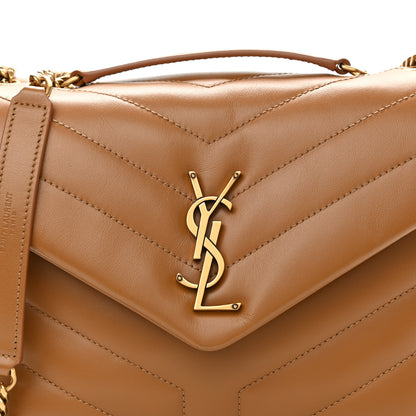 Saint Laurent Calfskin Y Quilted Monogram Small Loulou Chain Satchel Dark Natural 8 of 10