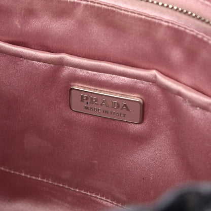 Prada Calfskin Diamond Pleated Clutch Black 6 of 12
