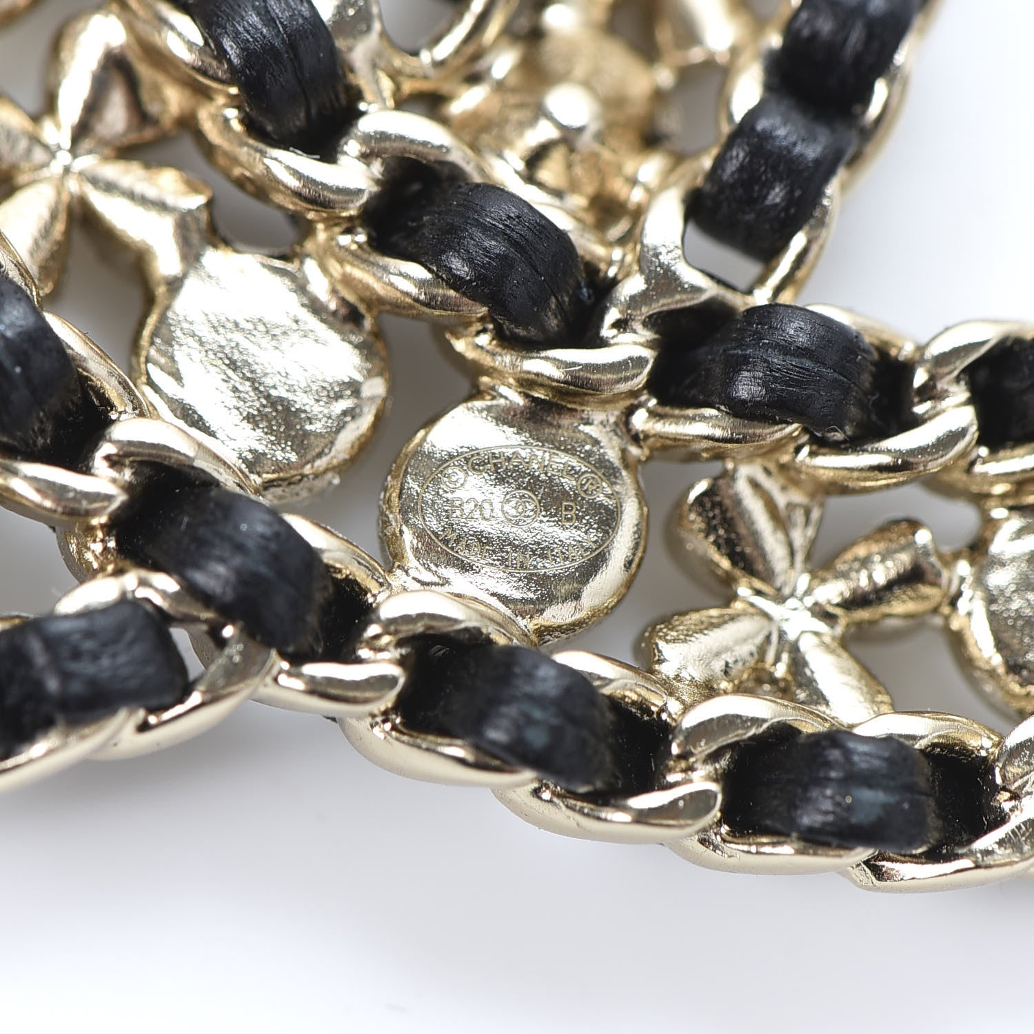 Chanel Metal Lambskin Crystal Sergeant Brooch Black Gold 3 of 4