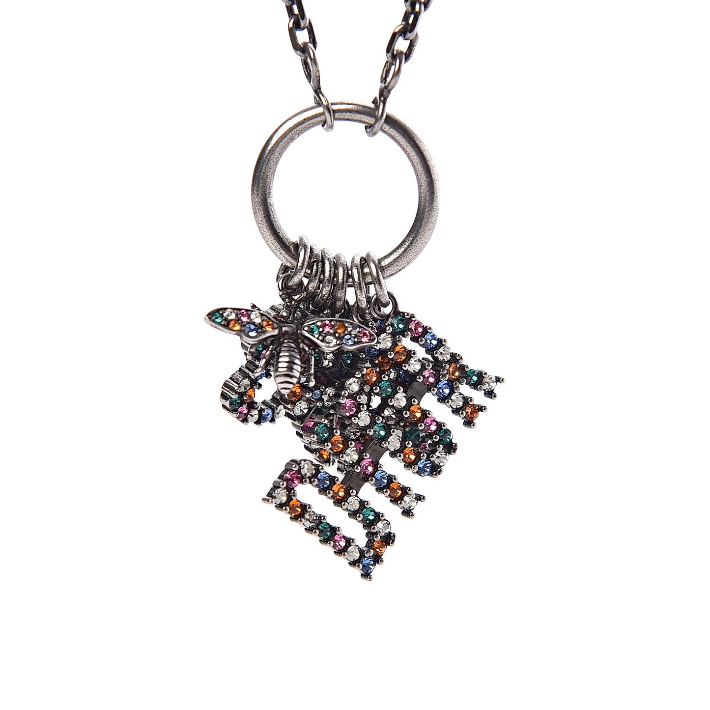 Metal Crystal Charms Necklace Multicolor