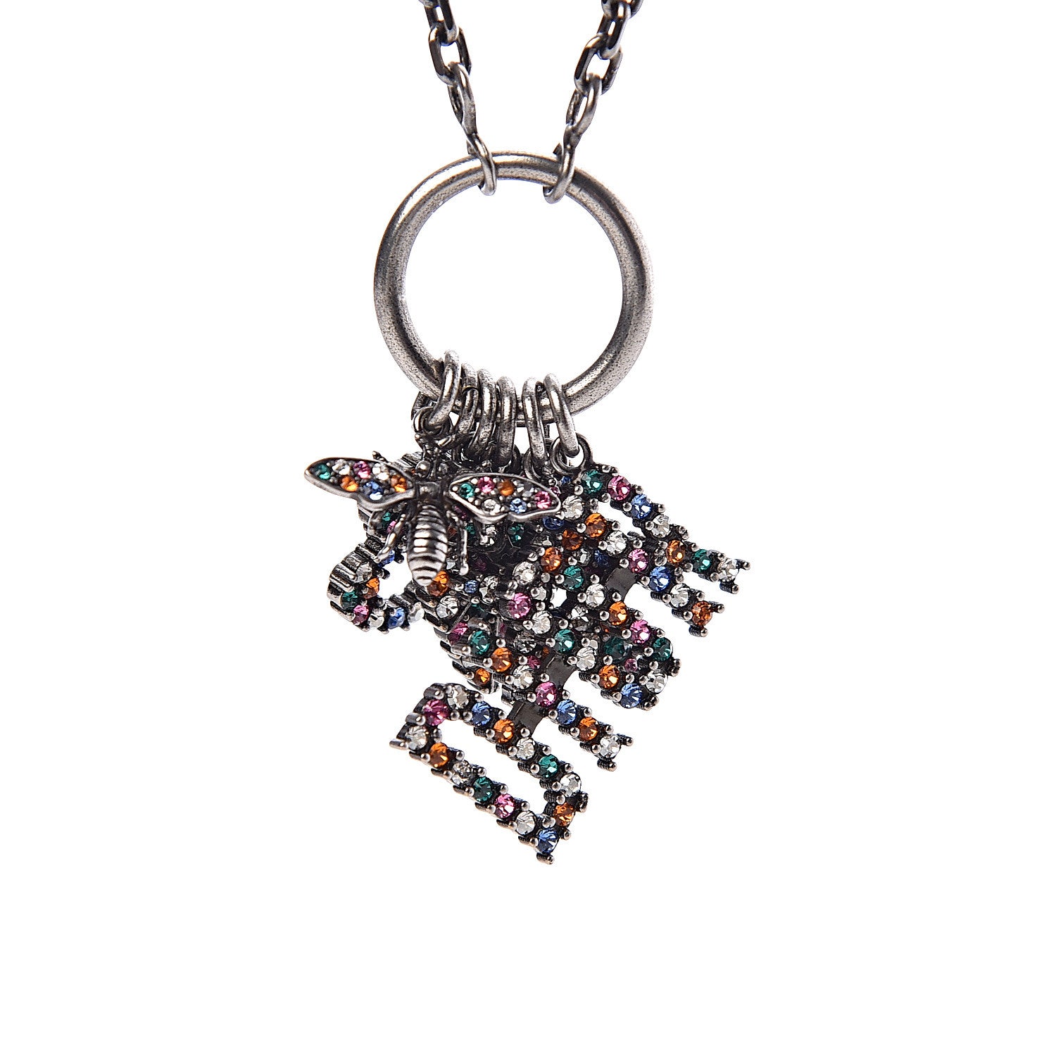 Christian Dior Metal Crystal Charms Necklace Multicolor 4 of 5