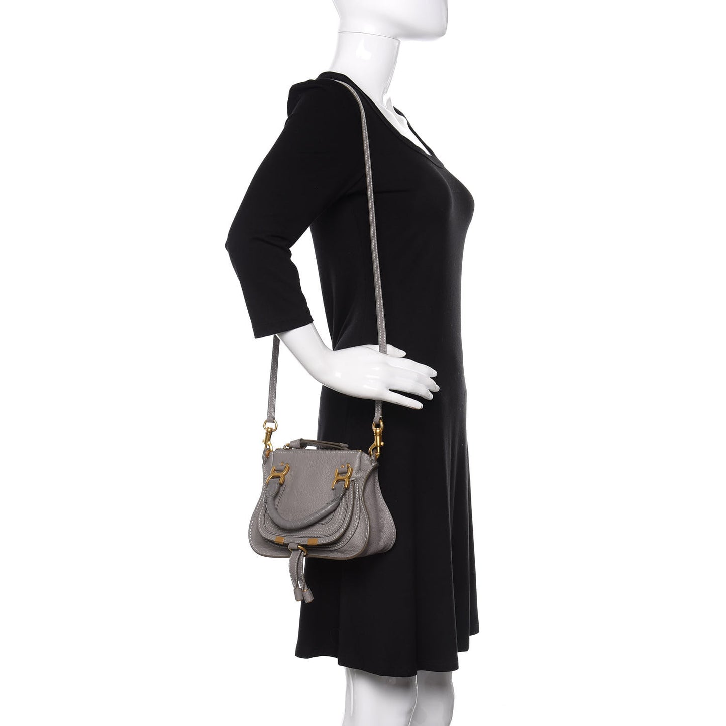 Calfskin Mini Marcie Satchel Cashmere Grey