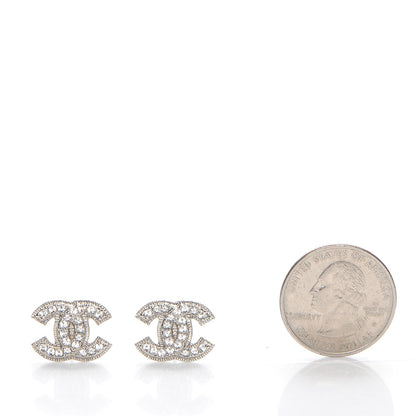 Chanel Crystal CC Earrings Silver 2 of 6