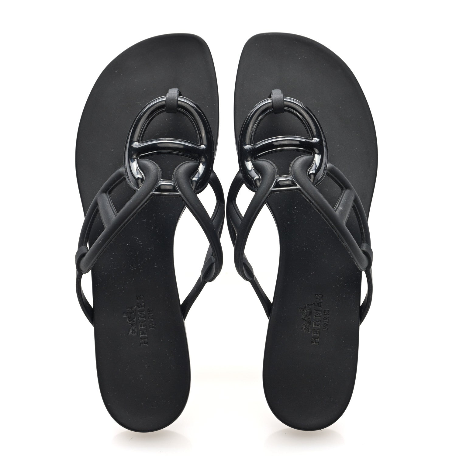Hermes Rubber Womens Egerie Sandals 38 Black 2 of 8