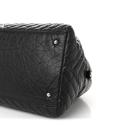 Chanel Aged Calfskin Chevron Large Soft Bowling Bag Black 18 of 19
