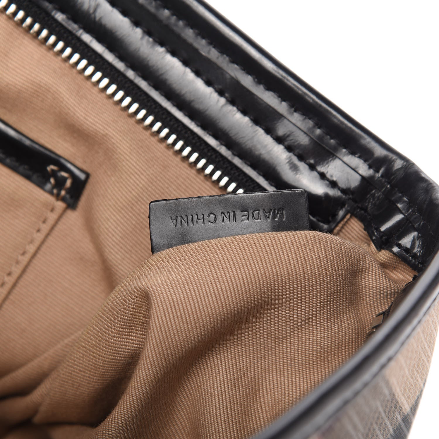 Burberry Patent Trim Nova Check Shopper Tote Black 9 of 17