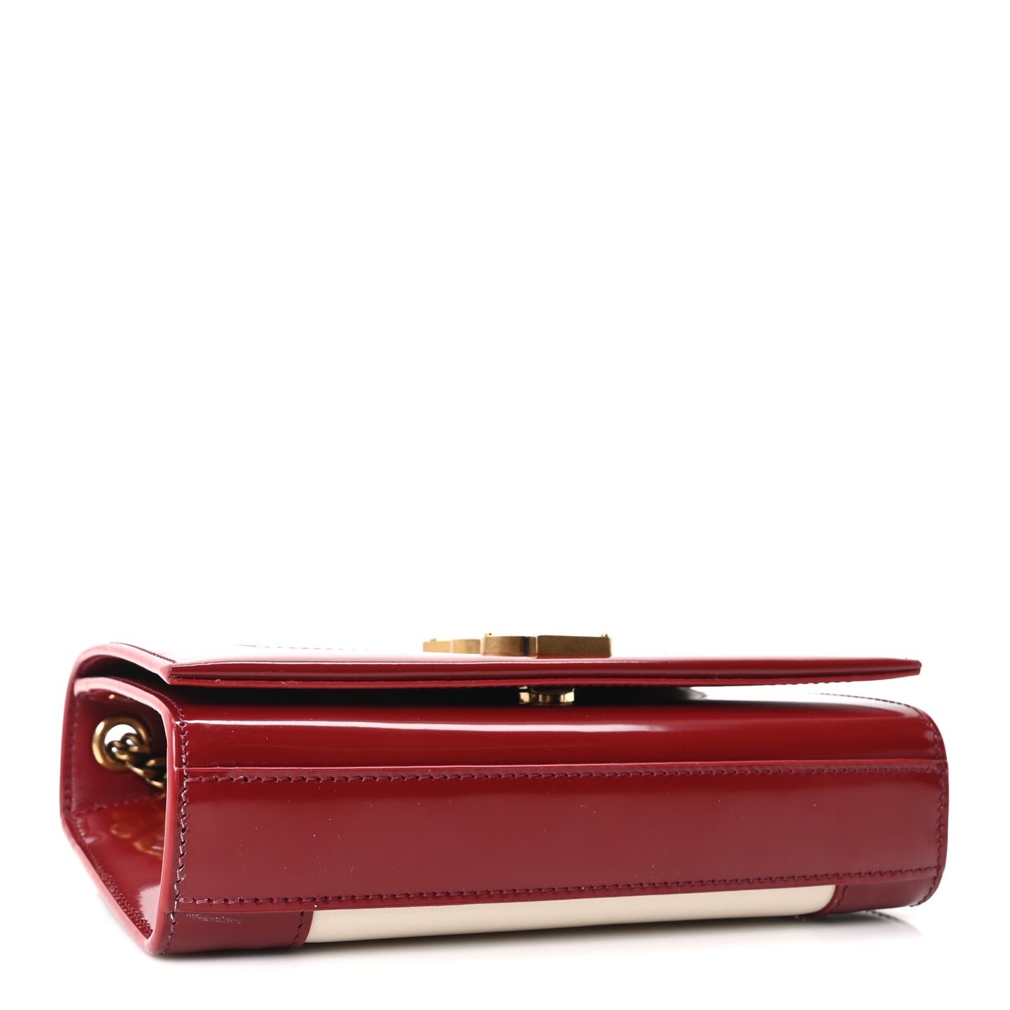 Nappa Patent Calfskin Two-Toned Small Monogram Kate Satchel Off White Oxblood Red