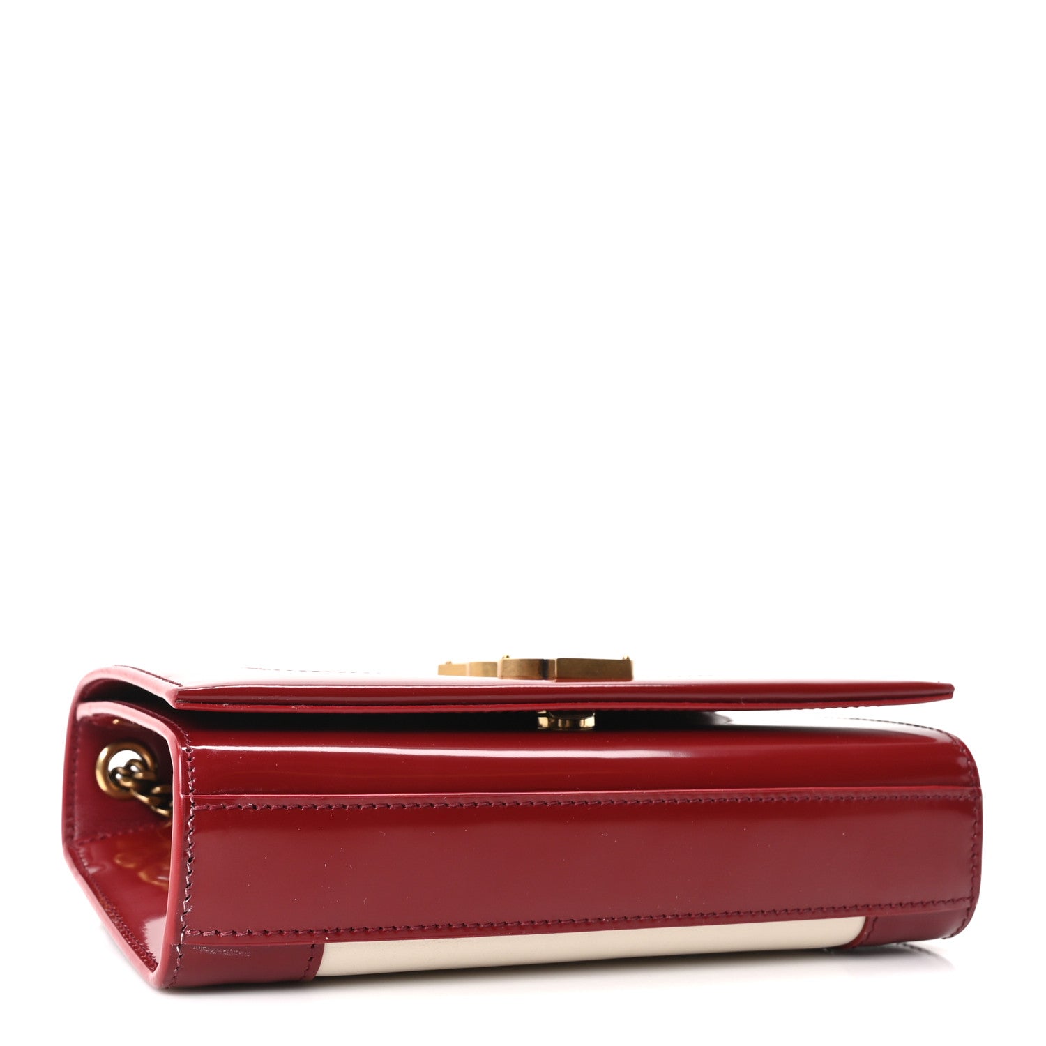 Saint Laurent Nappa Patent Calfskin Two-Toned Small Monogram Kate Satchel Off White Oxblood Red 4 of 10