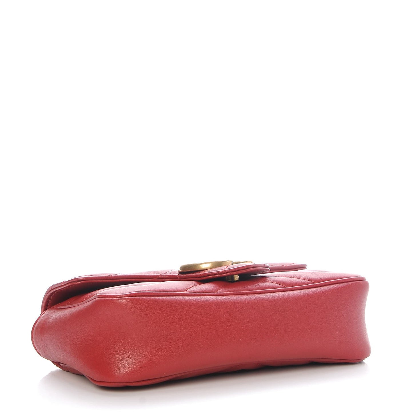 Calfskin Matelasse Super Mini GG Marmont Shoulder Bag Hibiscus Red