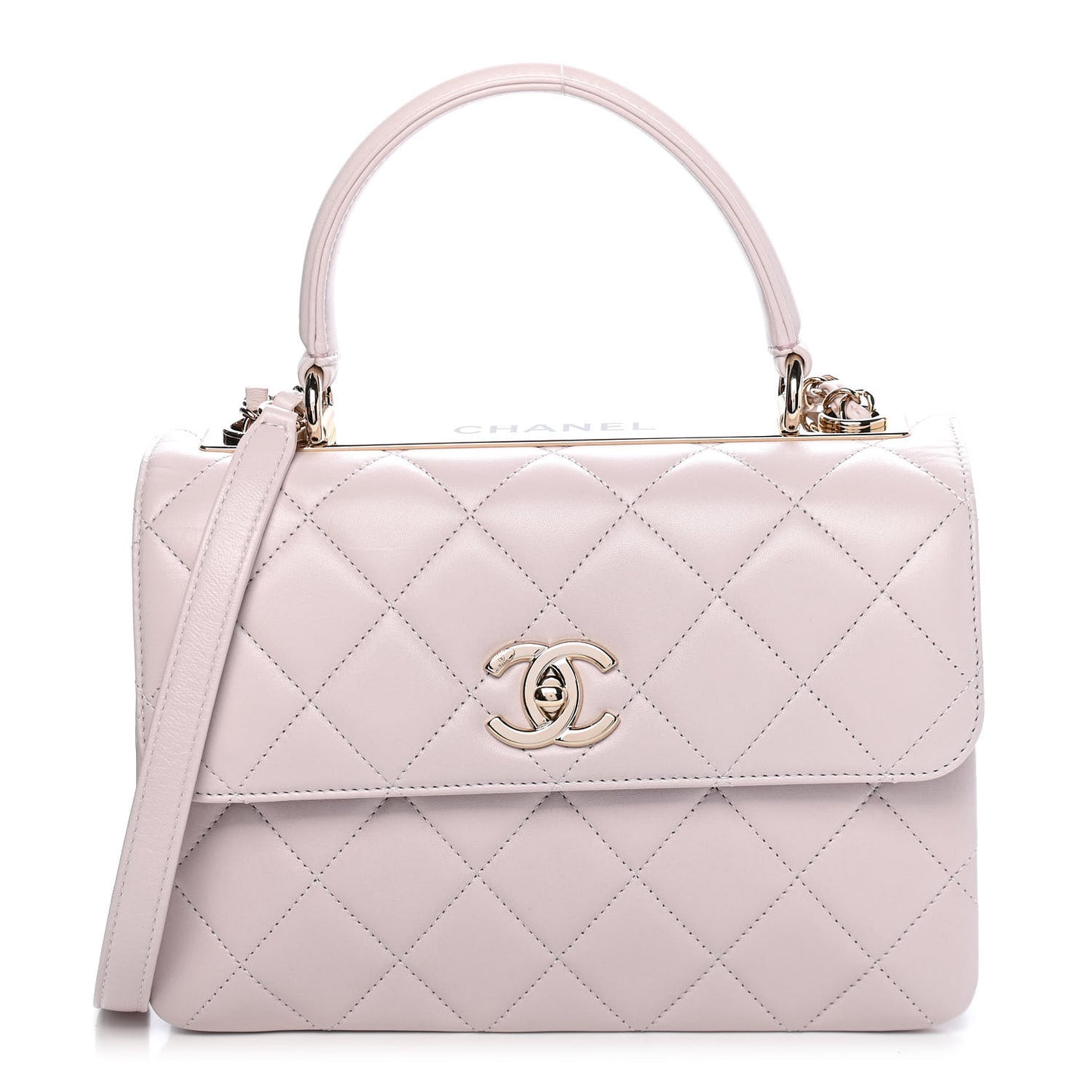 Lambskin Quilted Small Trendy CC Flap Dual Handle Bag Light Purple