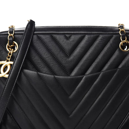 Chanel Lambskin Chevron Quilted Camera Case Black 10 of 10