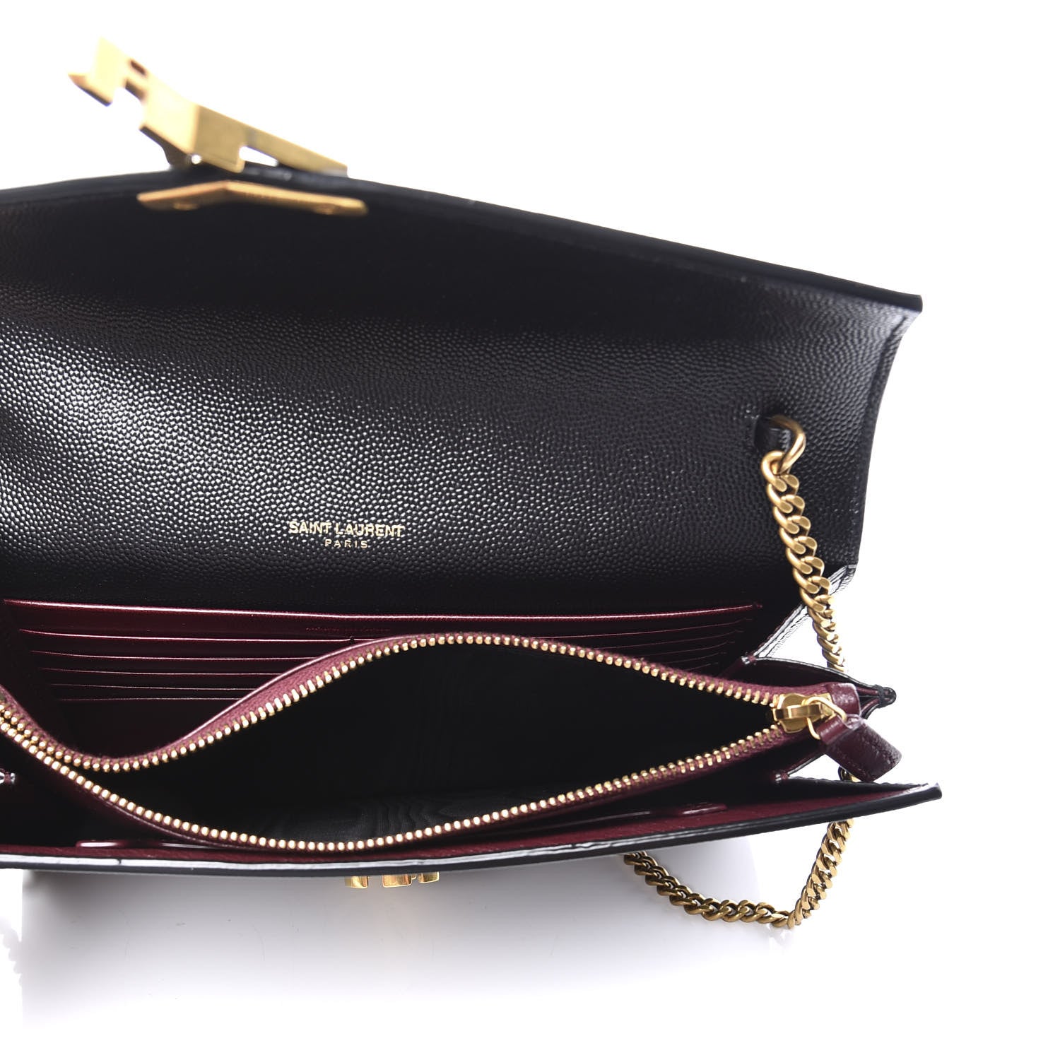 Saint Laurent Grain De Poudre Monogram Cassandra Chain Wallet Black Rouge Legion 5 of 12