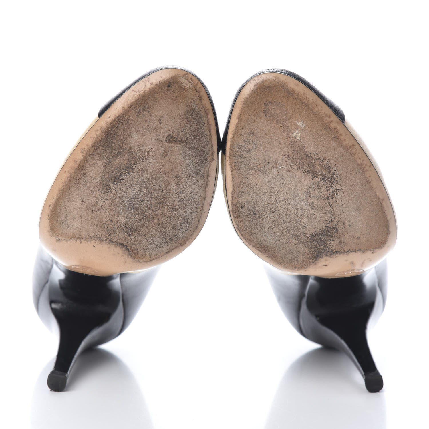 Chanel Lambskin Cap Toe Mary Jane Pumps 37 Beige Black 6 of 14